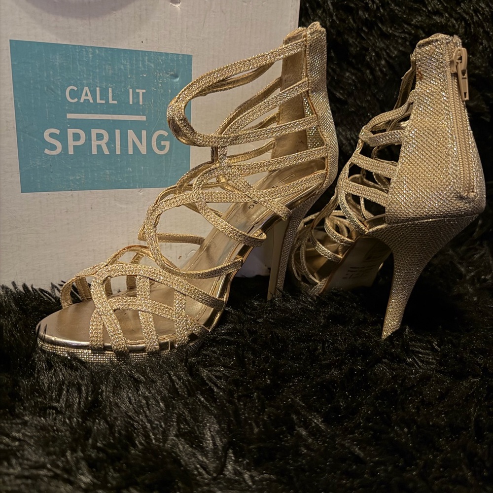 Call It Spring Glittering Gold Heels